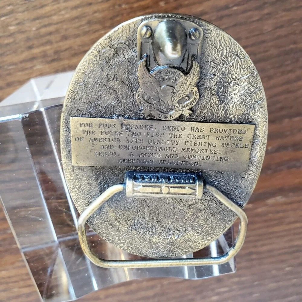 VTG Zebco 40th Anniversary Bass Fishing Belt Buckle 1949–1989 USA Limited Editio
